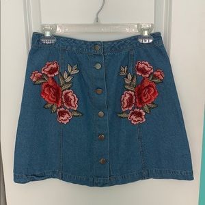 Embroidered Denim Skirt